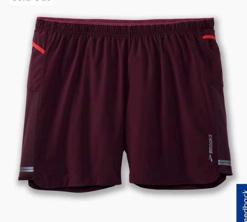 Brooks Men's Running Shorts Size M Maroon Athletic Performance